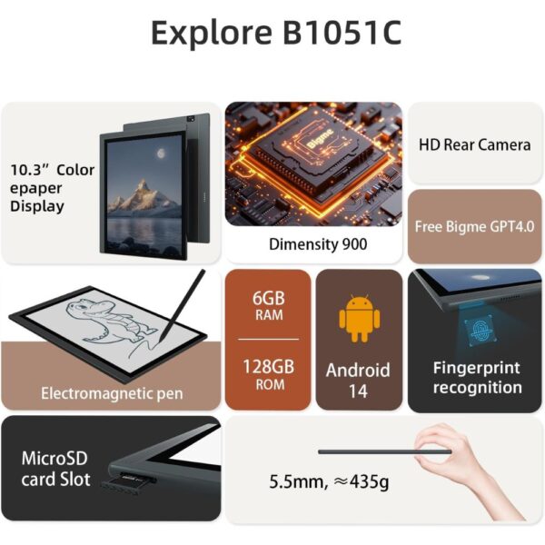 Bigme 10.3" Color E-Ink Read-Write Tablet (included stylus and magnetic cover) - Image 3